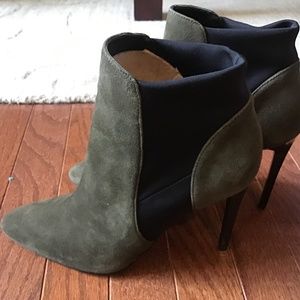 Suede/black high heel booties by French Connection - Size 38